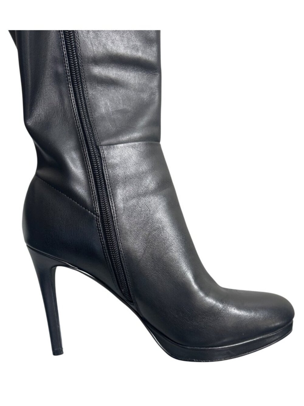 Nine West Quizme Women's 9M Knee High Platform Boots Black Leather Stiletto EUC - Picture 11 of 16